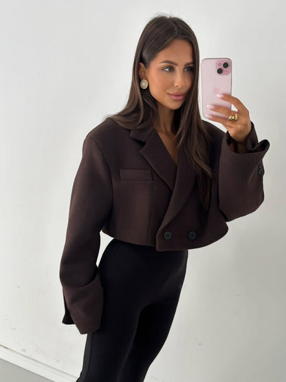 Wool Cropped Oversized Jacket