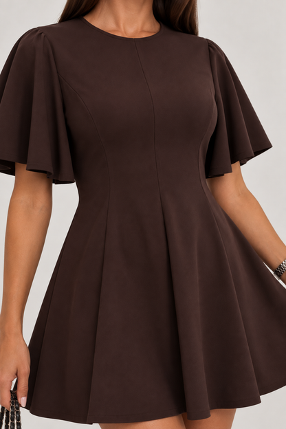 Fit & Flare Mini Dress with Flutter Sleeves