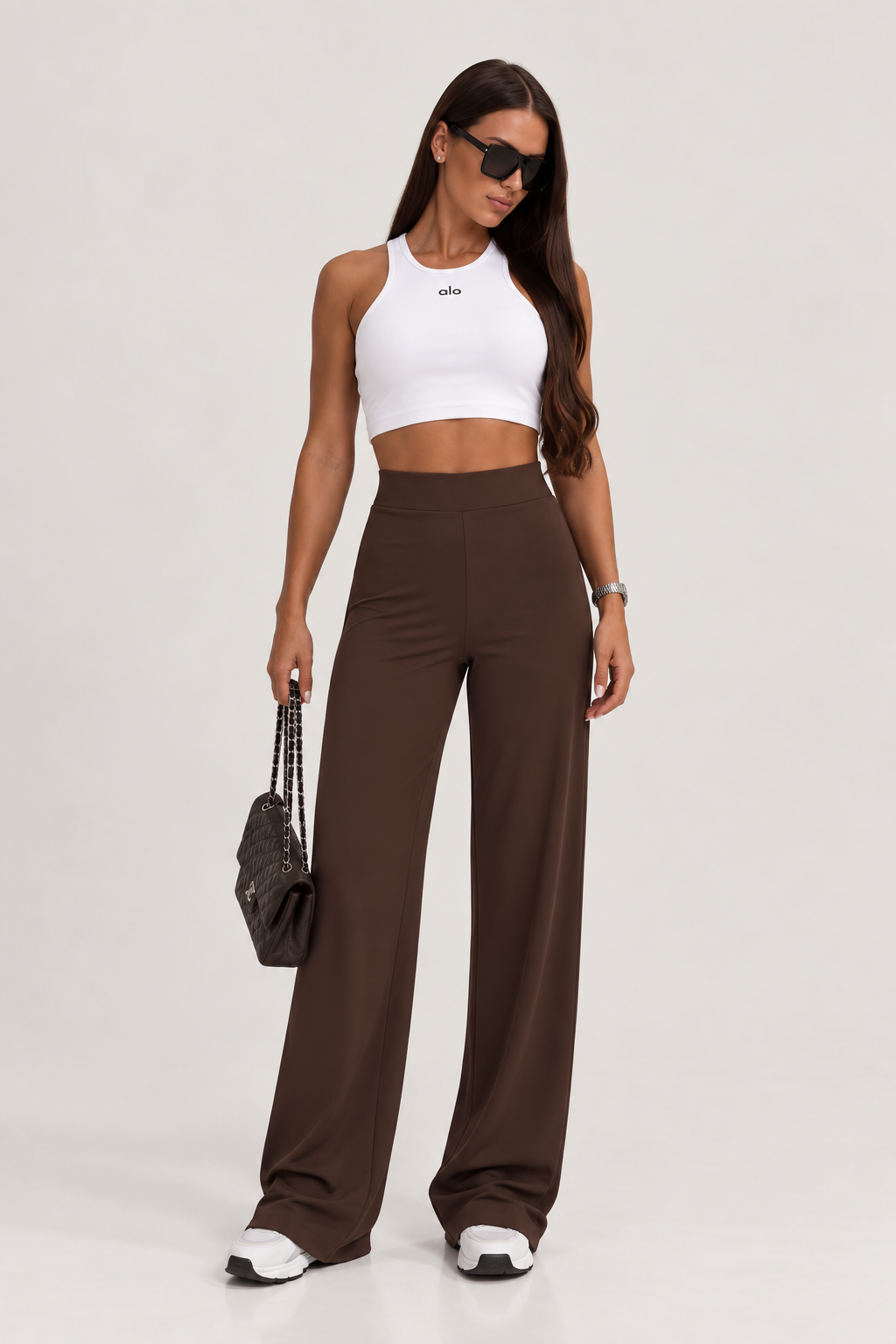 High-Waisted Stretch Wide Leg Pants