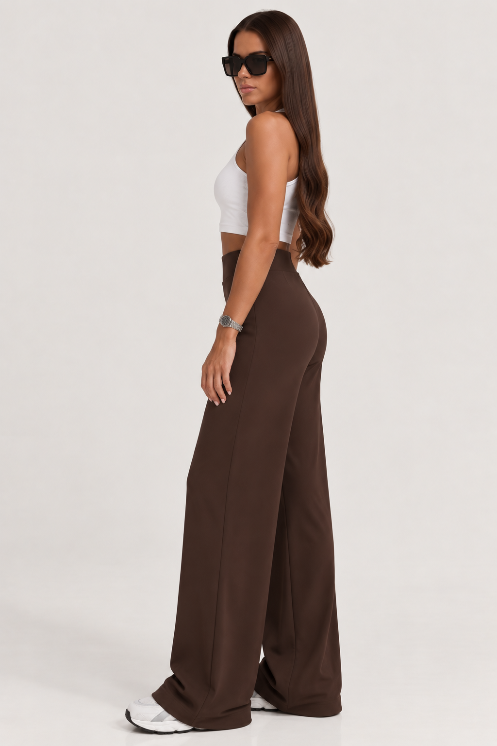 High-Waisted Stretch Wide Leg Pants