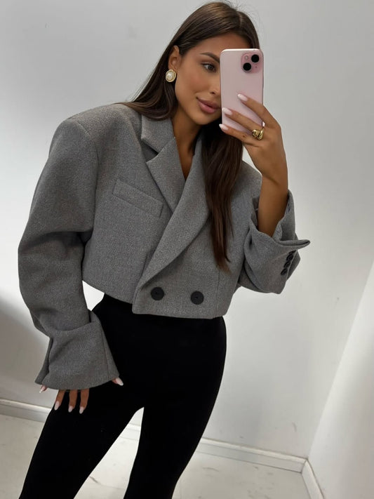 Wool Cropped Oversized Jacket