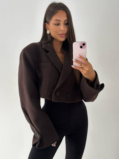 Wool Cropped Oversized Jacket