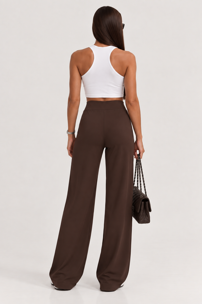 High-Waisted Stretch Wide Leg Pants