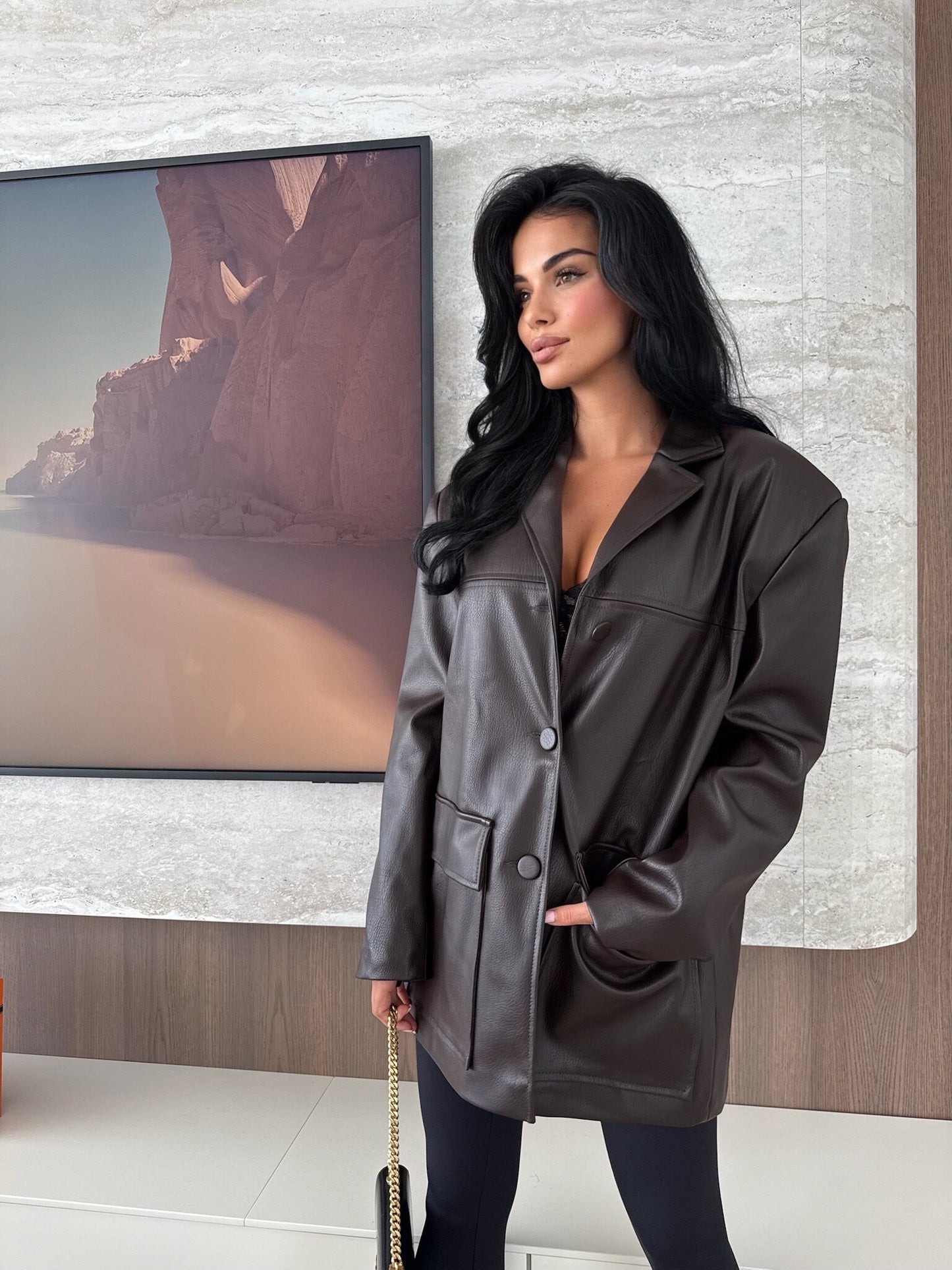 Leather Oversized Blazer