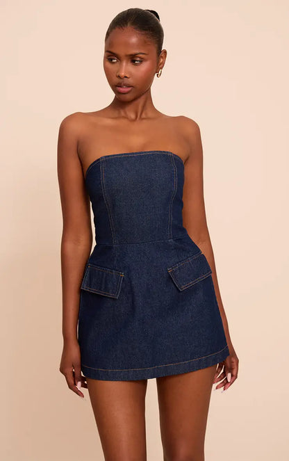 Denim Structured Mini Dress