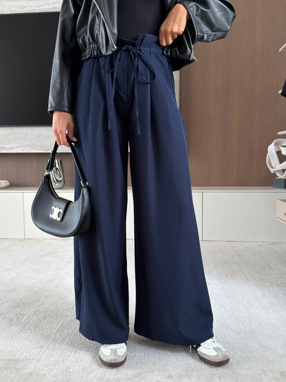 High-Waisted Tie-Waist Wide Leg Pants