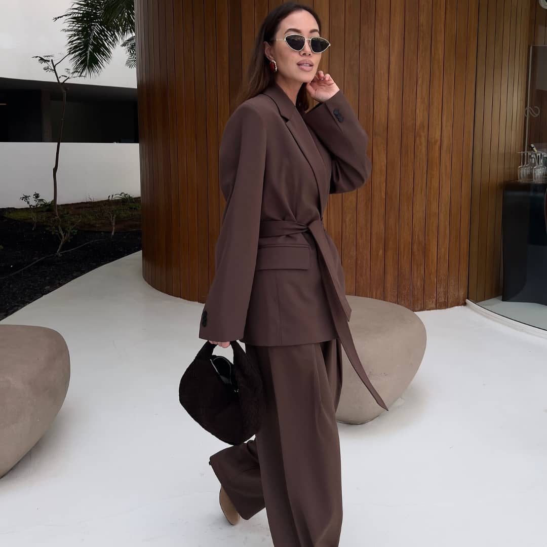 Brown Belted Suit