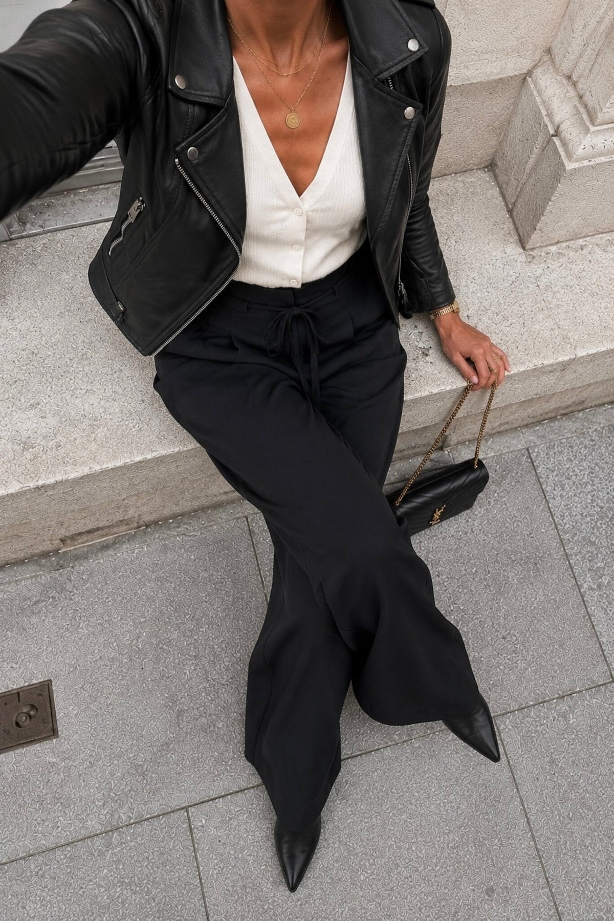 High-Waisted Tie-Waist Wide Leg Pants