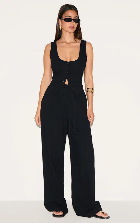 Linen Blend Vest Co-Ord