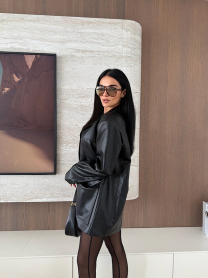 Leather Oversized Blazer