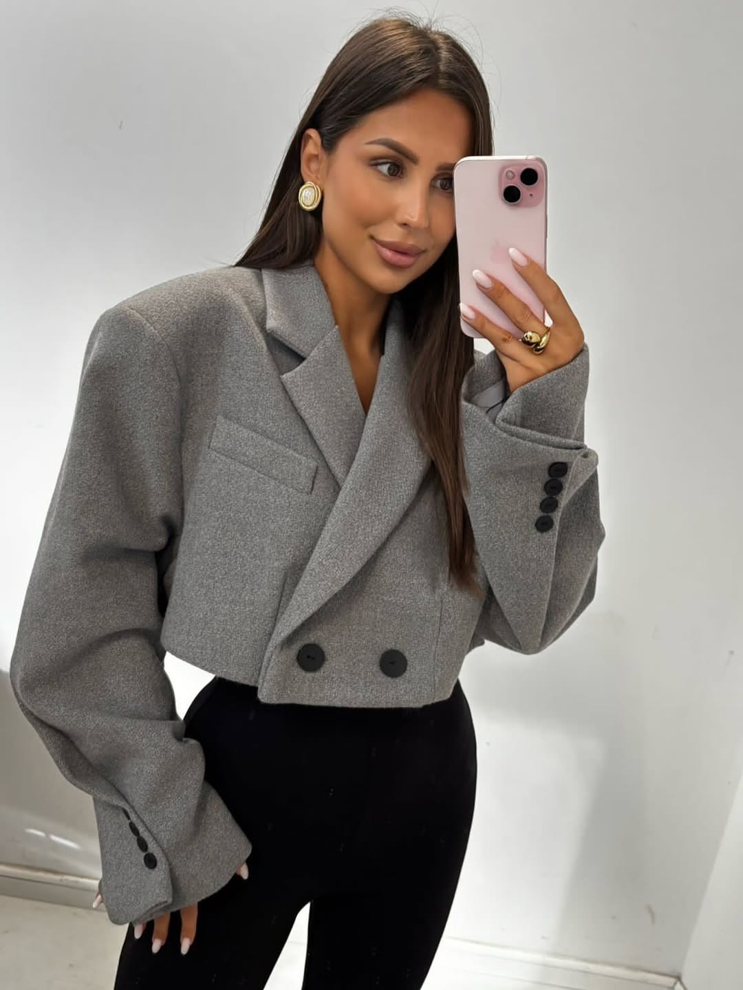Wool Cropped Oversized Jacket