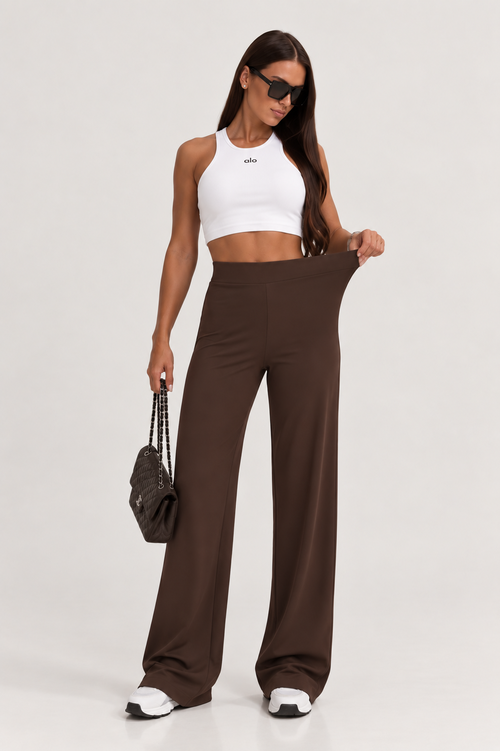 High-Waisted Stretch Wide Leg Pants