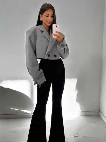 Wool Cropped Oversized Jacket