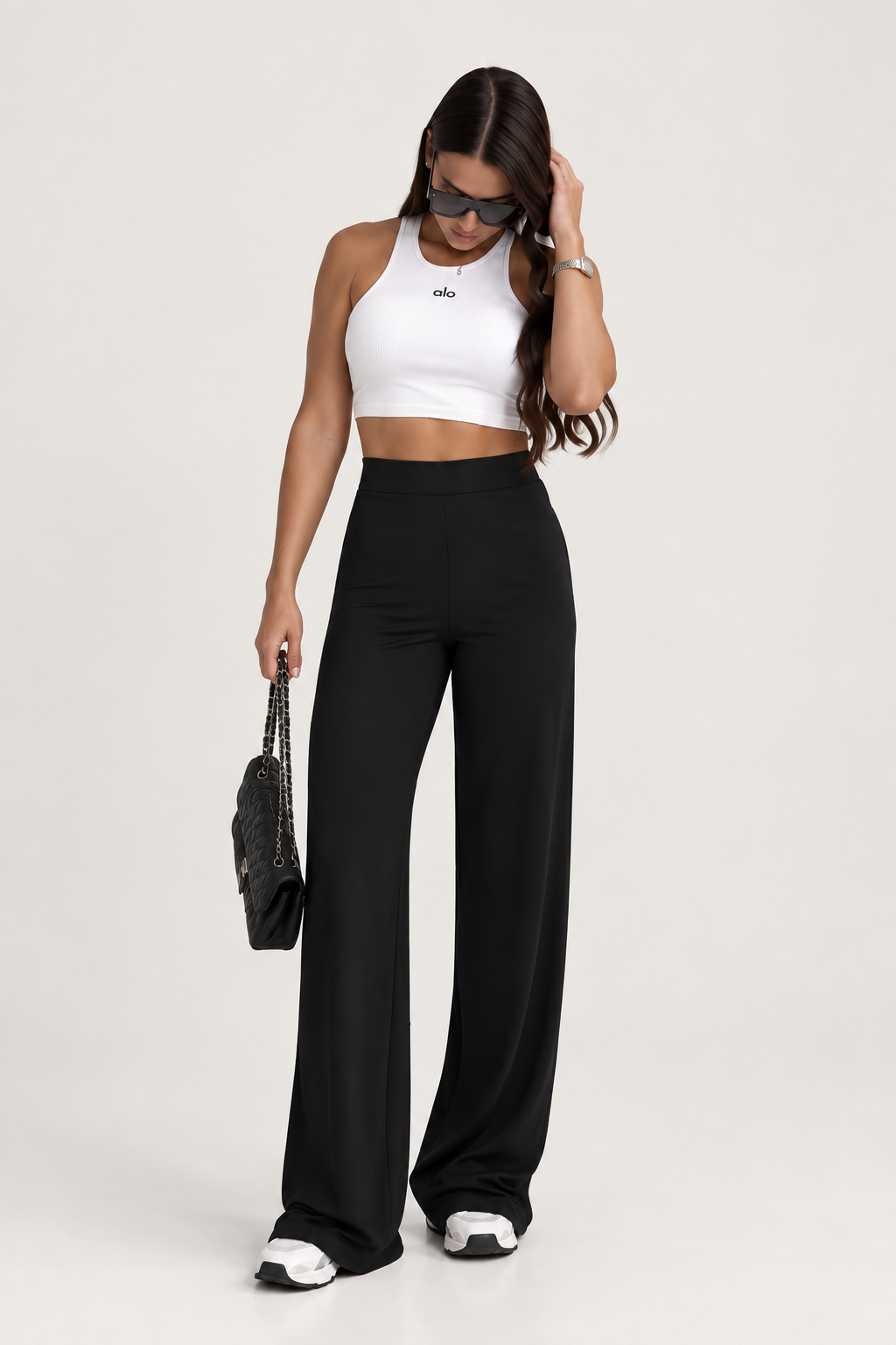 High-Waisted Stretch Wide Leg Pants