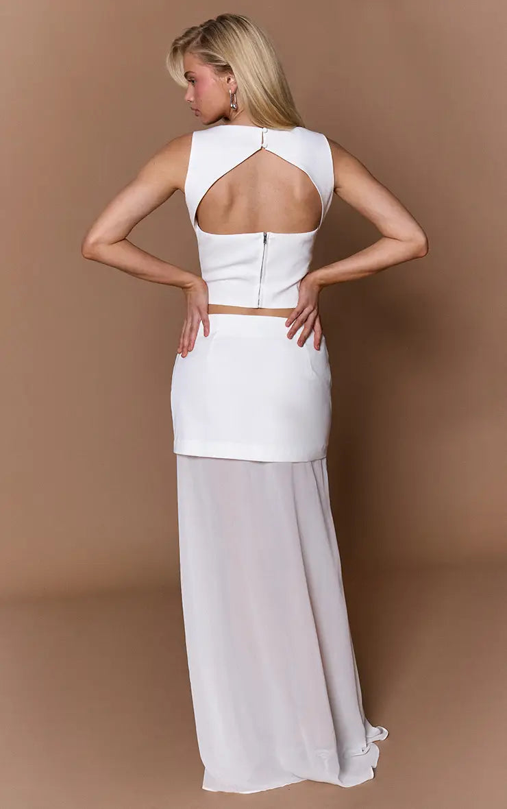 Woven Hem Detail Chiffon Skirt Co-Ord