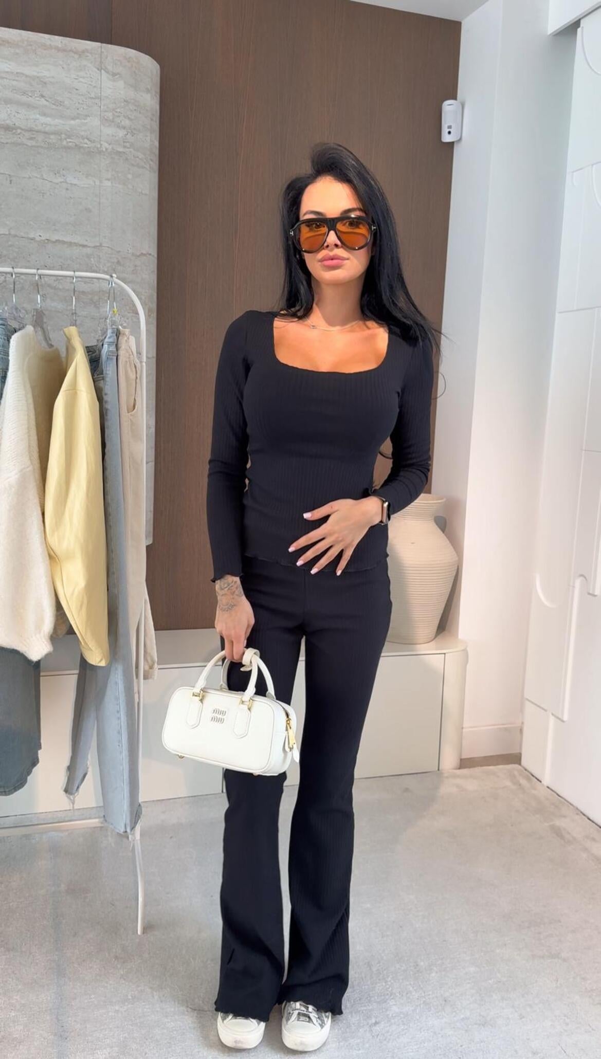 Ribbed Flare Pants/Ribbed Long Sleeve