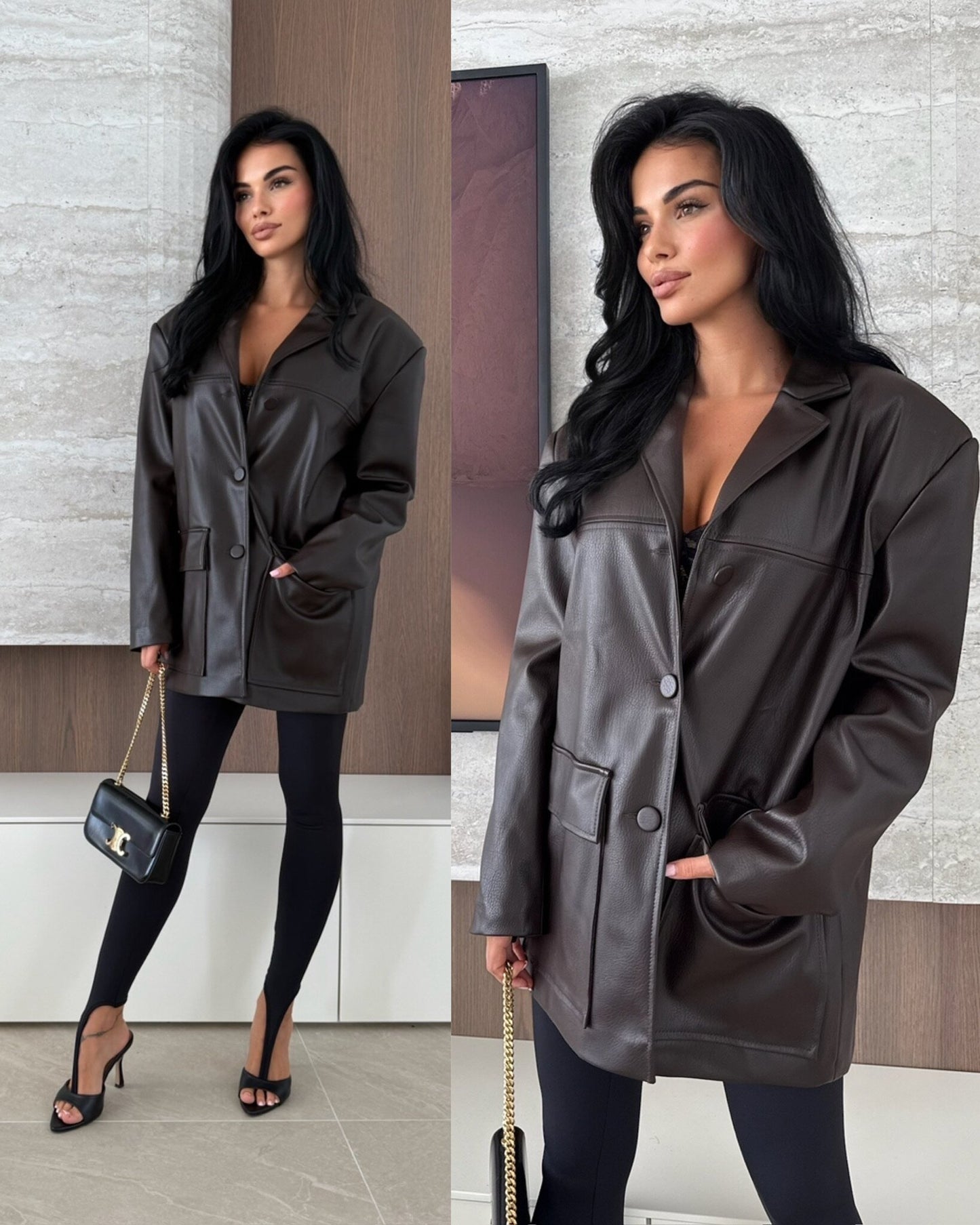 Leather Oversized Blazer