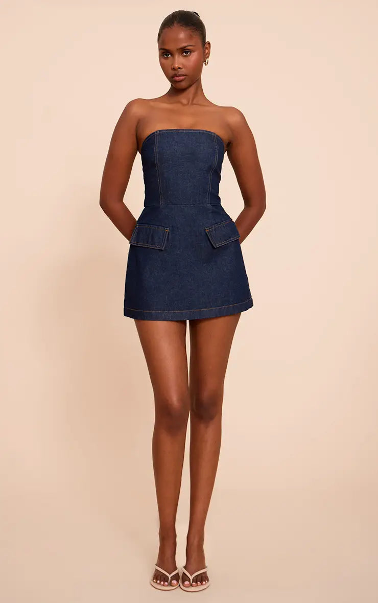 Denim Structured Mini Dress