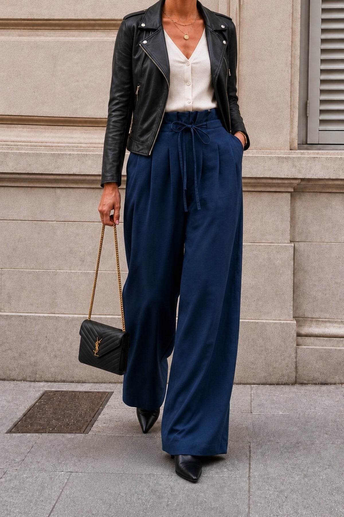 High-Waisted Tie-Waist Wide Leg Pants