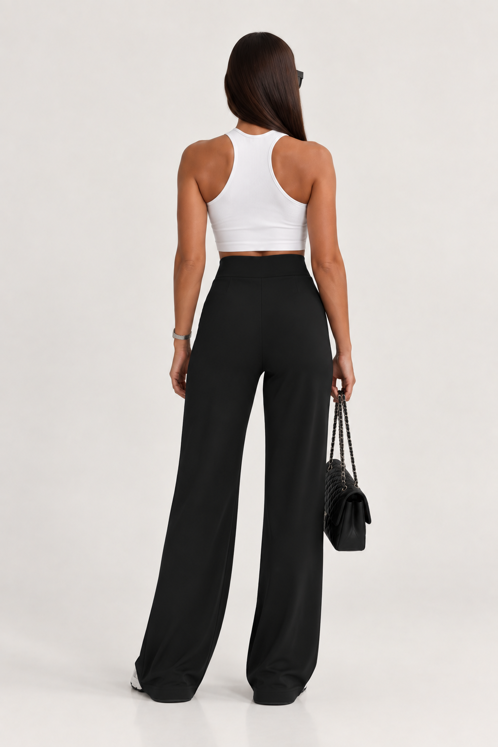 High-Waisted Stretch Wide Leg Pants