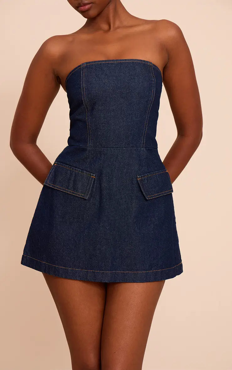 Denim Structured Mini Dress