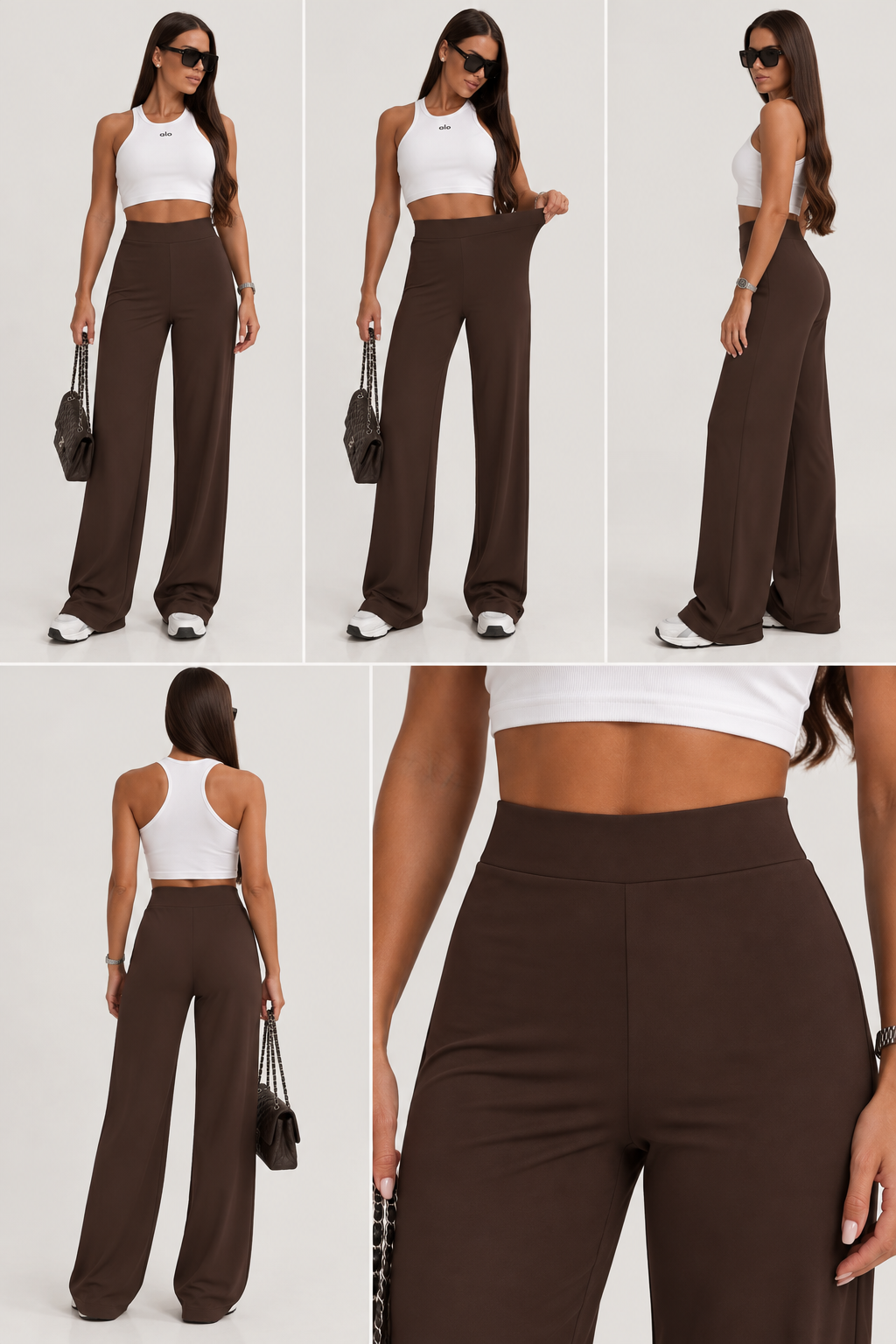 High-Waisted Stretch Wide Leg Pants