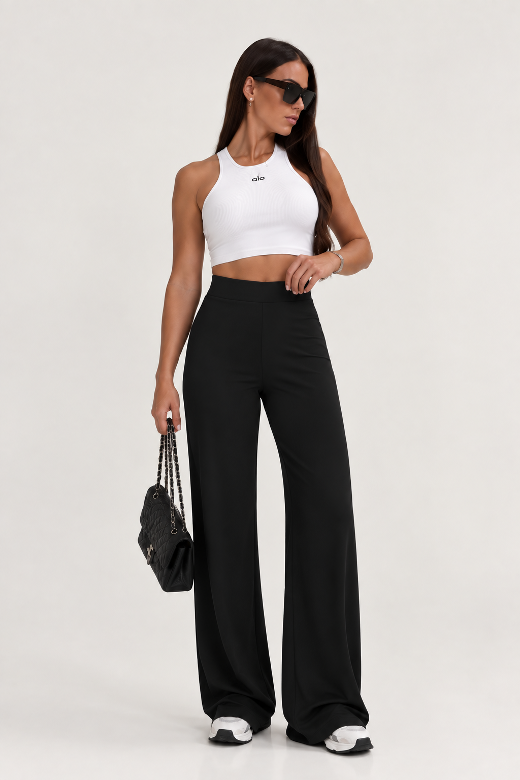 High-Waisted Stretch Wide Leg Pants