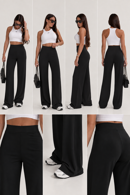 High-Waisted Stretch Wide Leg Pants