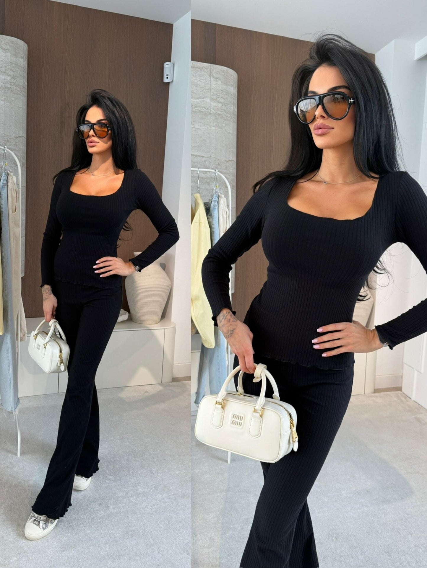 Ribbed Flare Pants/Ribbed Long Sleeve
