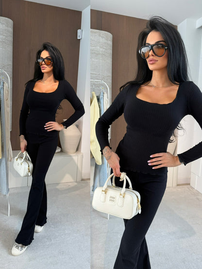Ribbed Flare Pants/Ribbed Long Sleeve