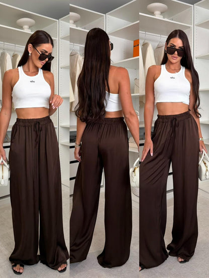 Satin Flow Elastic Pants